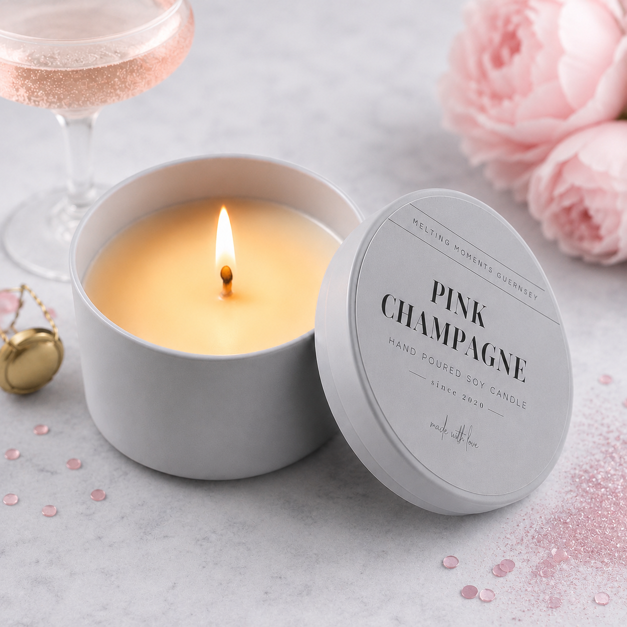 Pink Champagne Candle