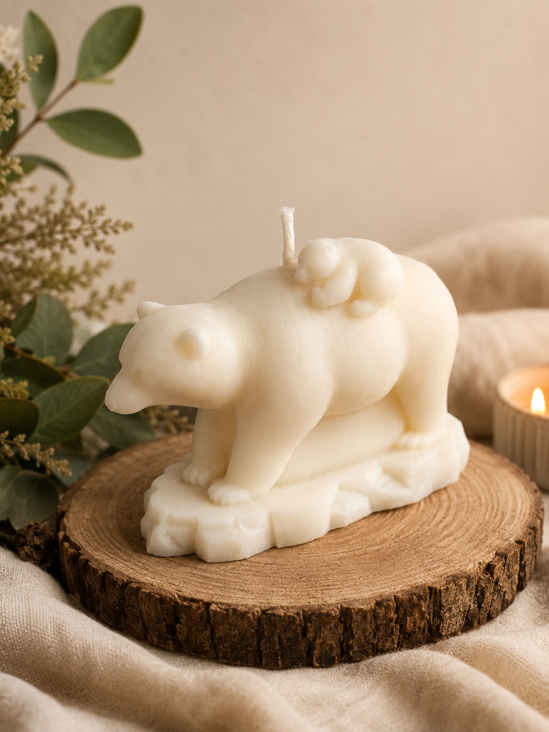 Polar Bear & Baby Candle