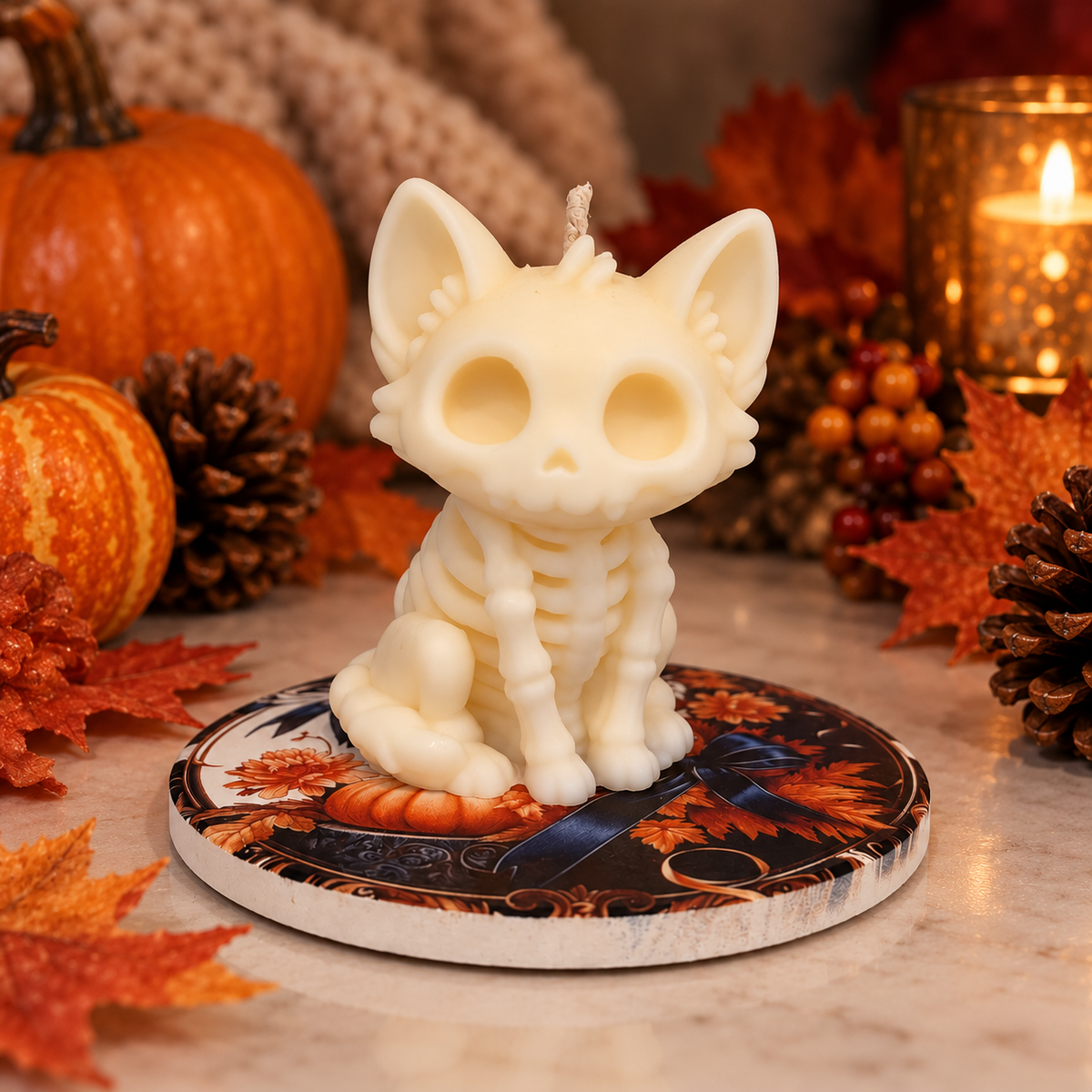 Skeleton Cat Candle