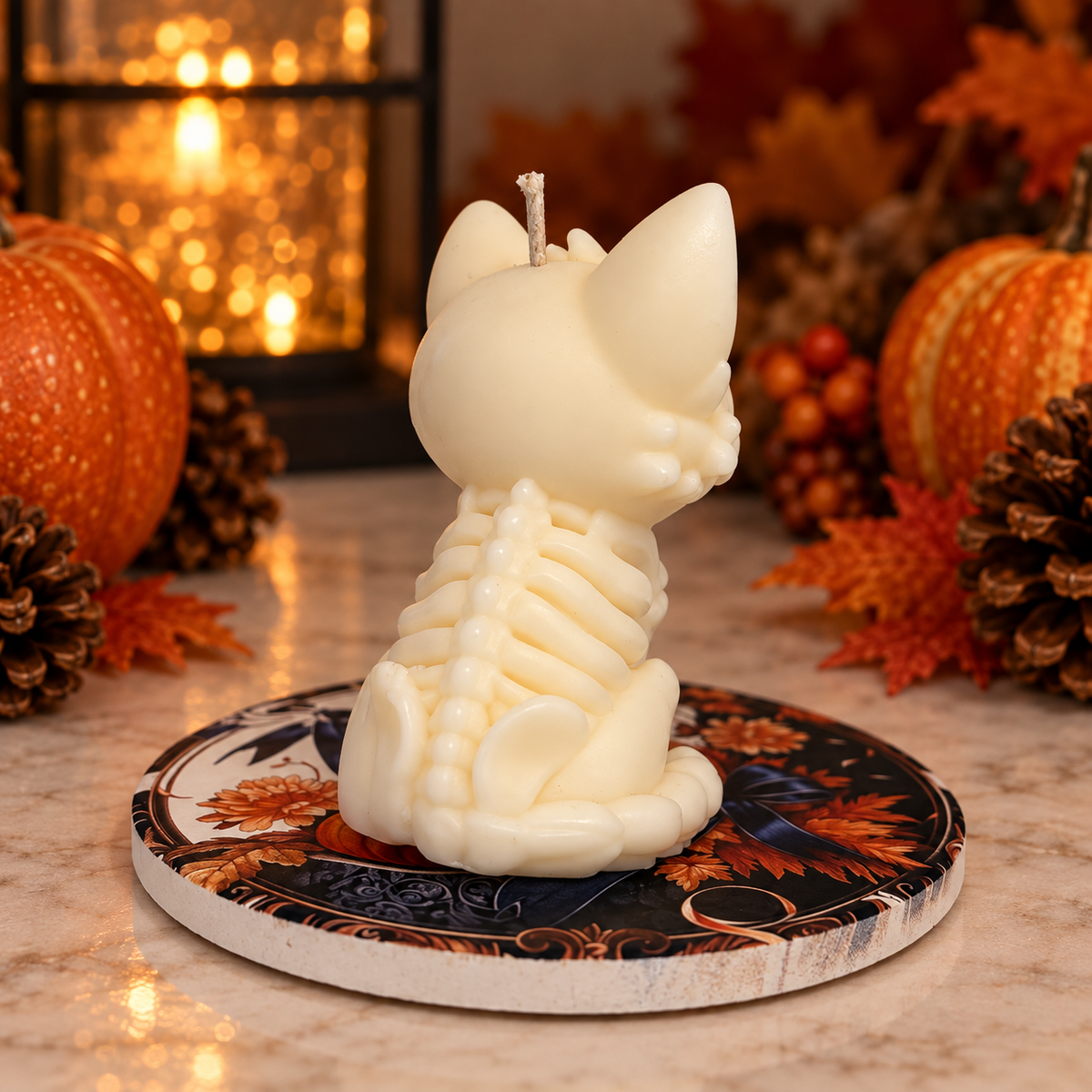 Skeleton Cat Candle