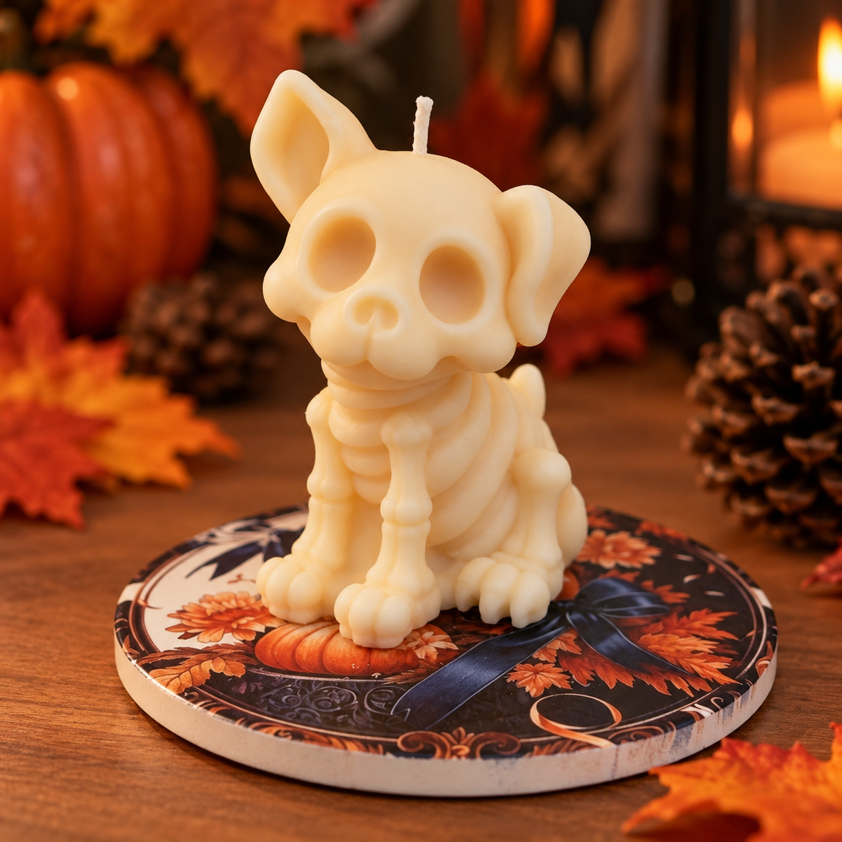 Skeleton Dog Candle