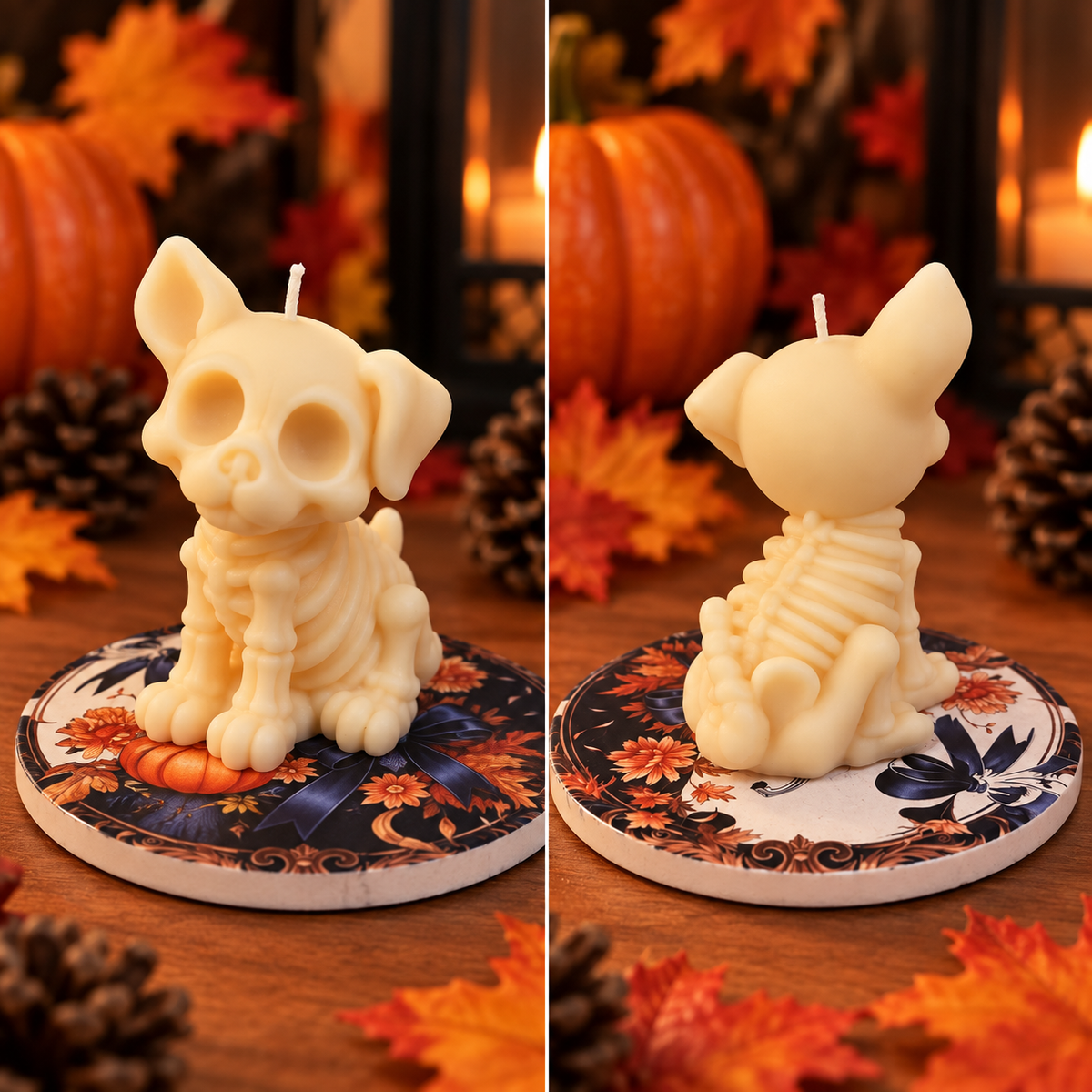 Skeleton Dog Candle