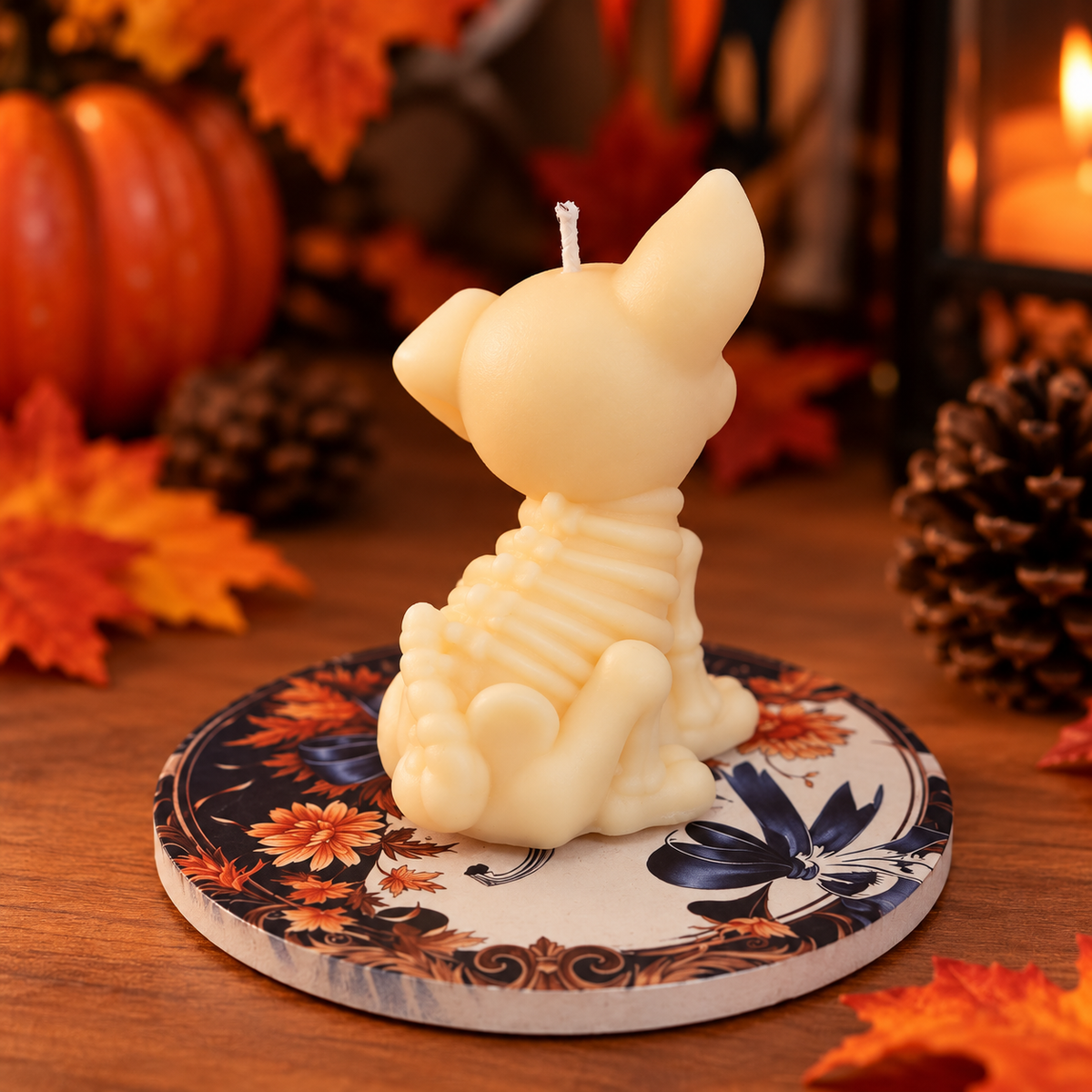 Skeleton Dog Candle