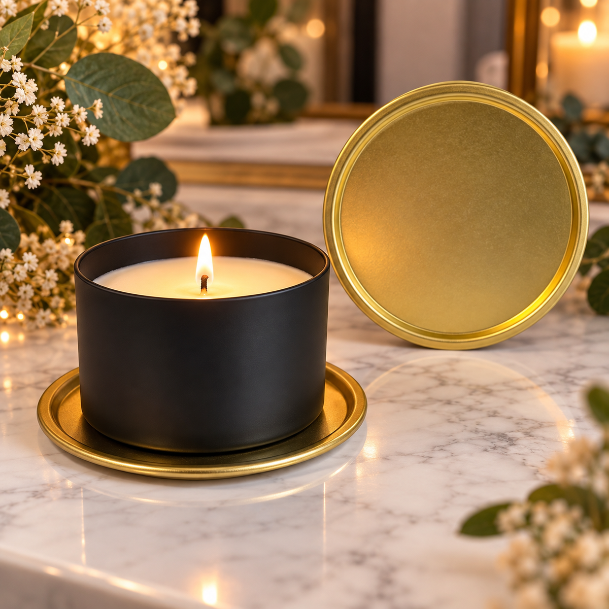 Gold Rimmed Candle Tray