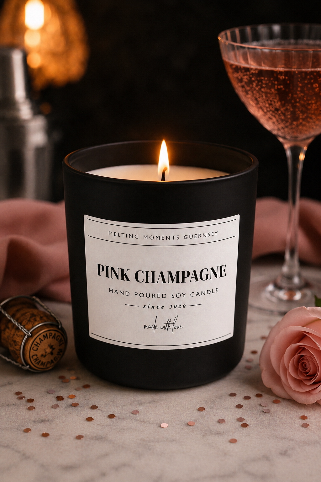 Pink Champagne Candle