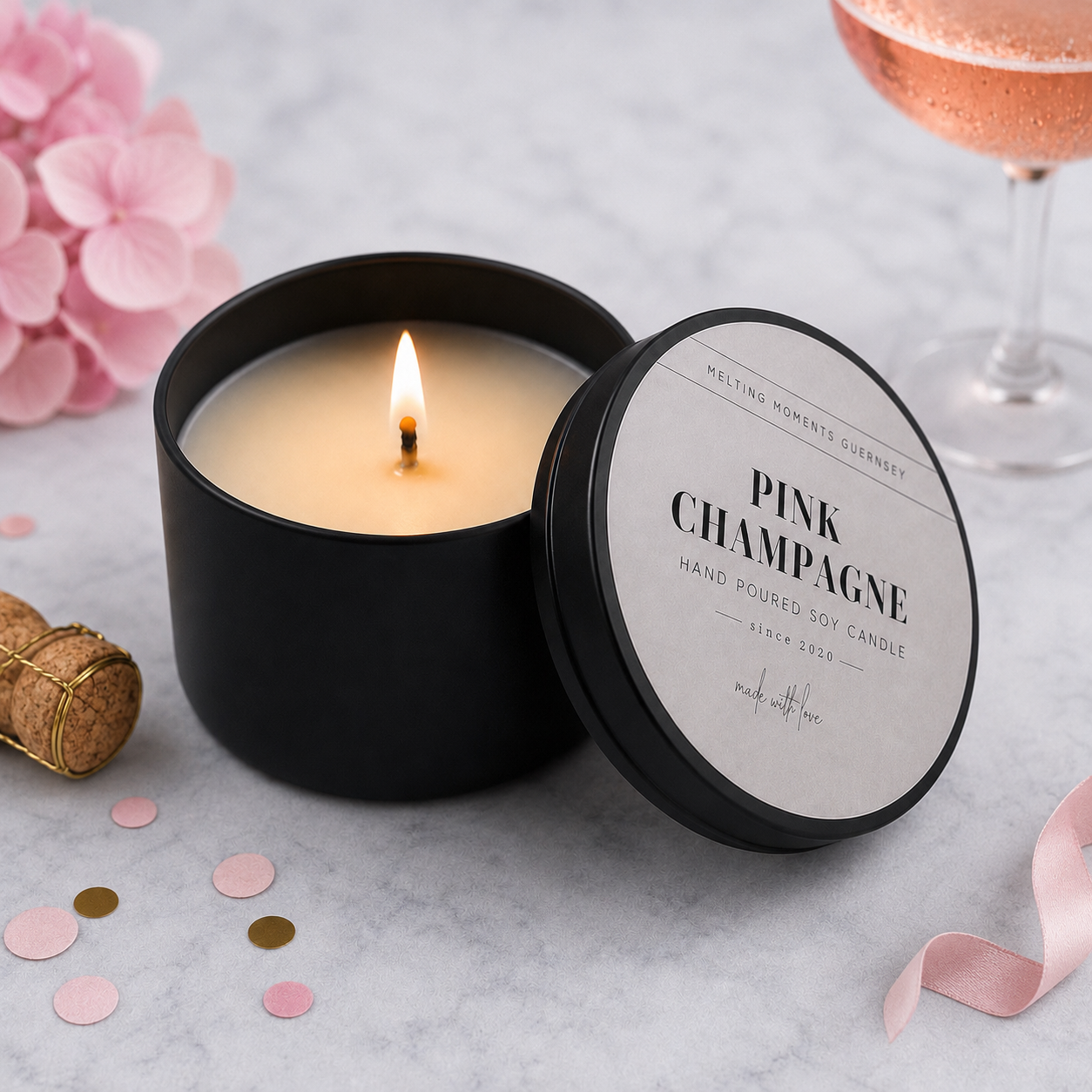 Pink Champagne Candle