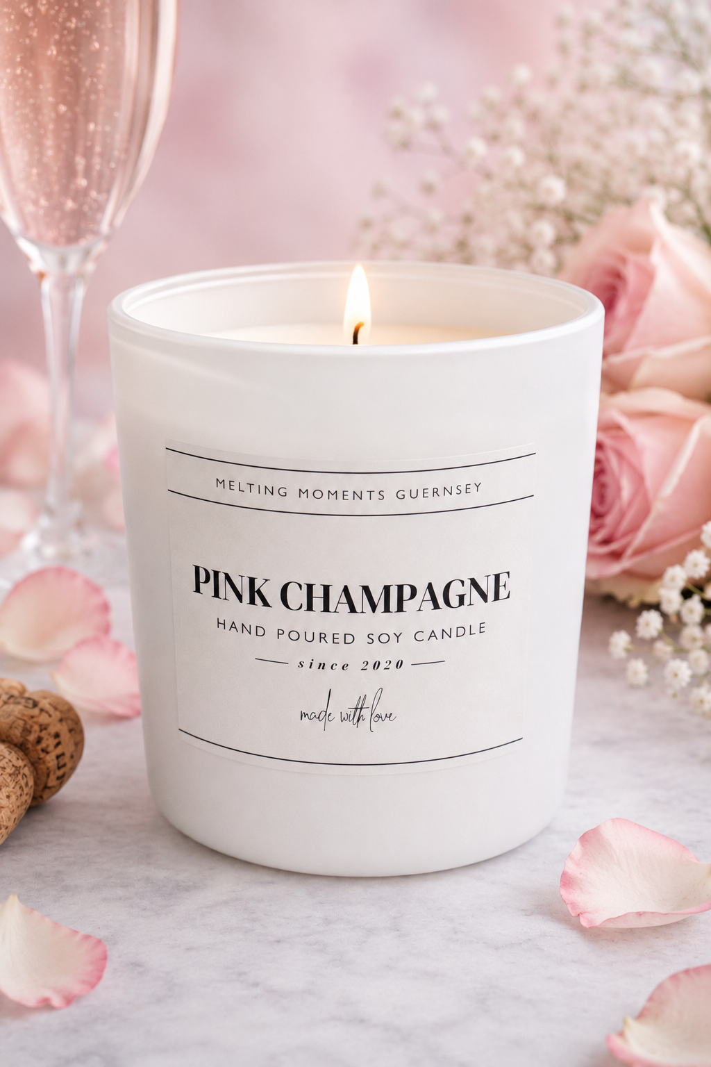 Pink Champagne Candle