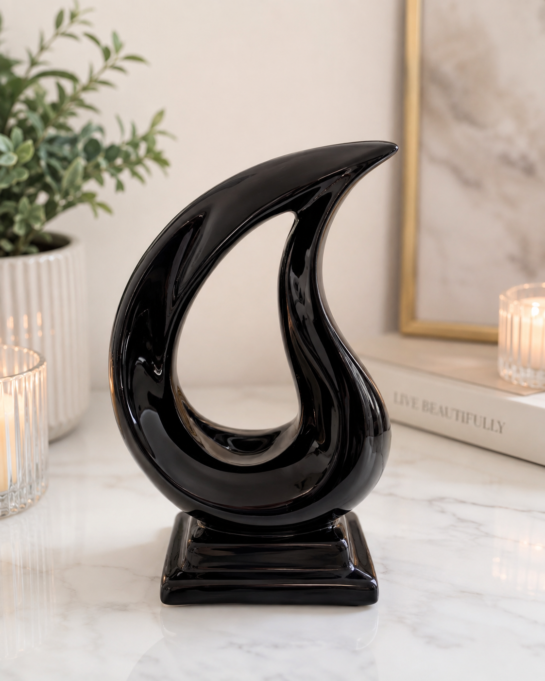 Abstract Flame Ceramic Ornament