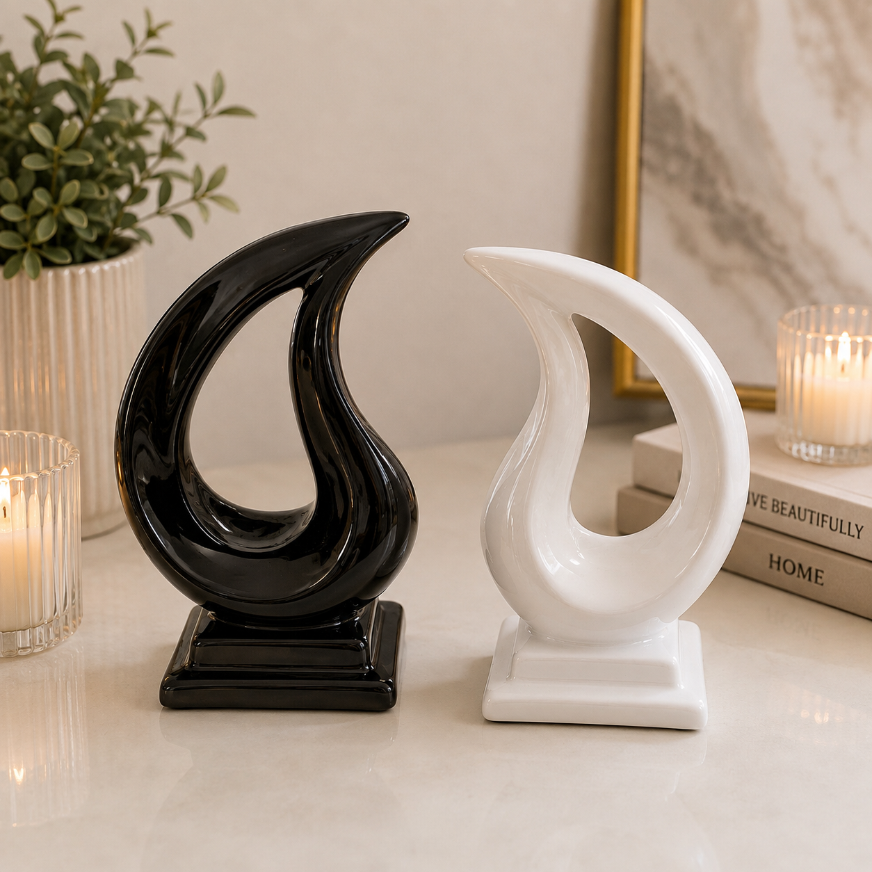 Abstract Flame Ceramic Ornament
